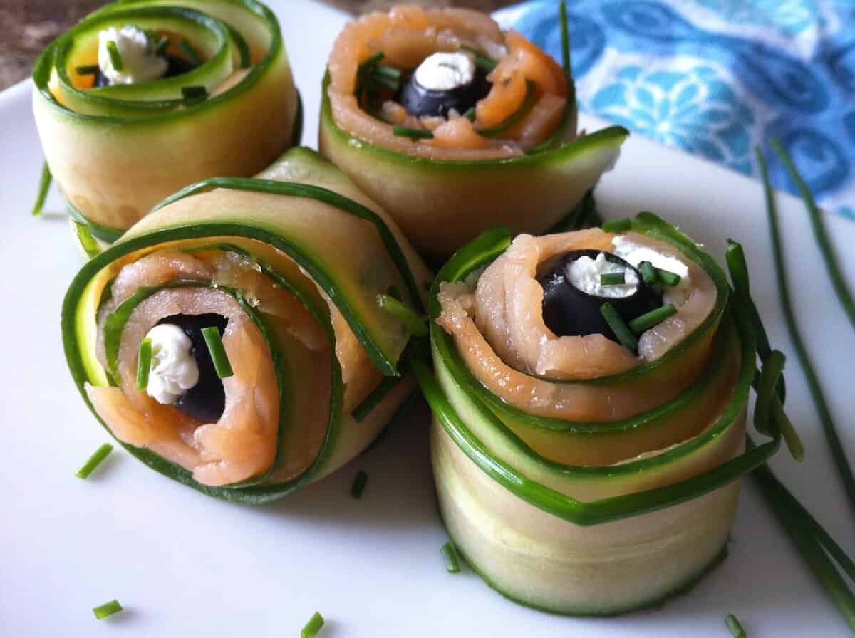 Skinny Snacks:  Smoked Salmon and Veggie Pinwheels