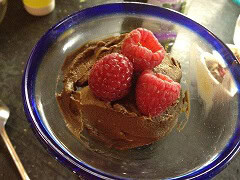 Chocolate Avocado Mousse with Raspberries