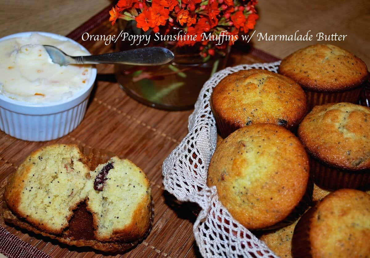 Orange Poppy Sunshine Muffins with Marmalade Butter