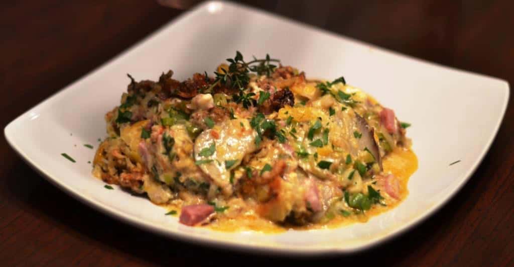 Ham, Potato and Butternut Squash Gratin