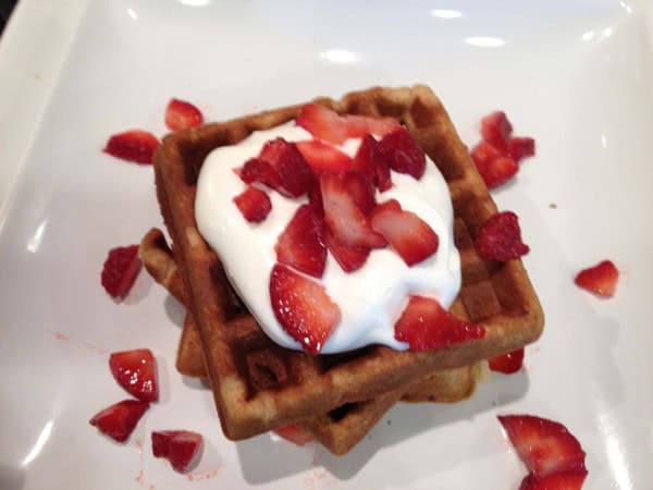 strawberries and cream waffles