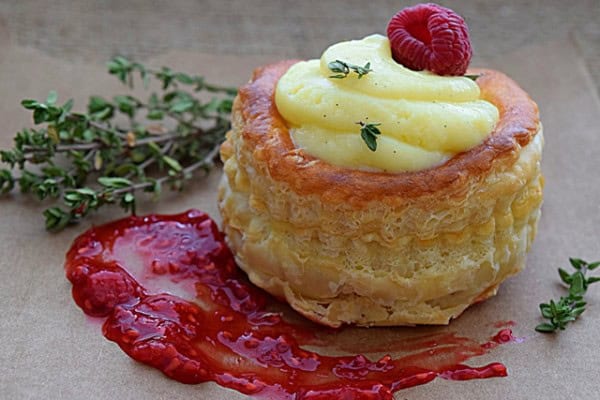 Vol Au Vents with Raspberry Thyme Coulis