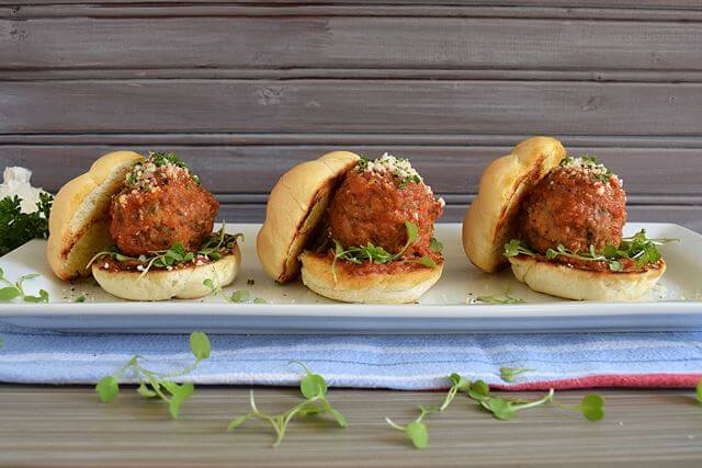 Tomato Gravy Meatball Sliders